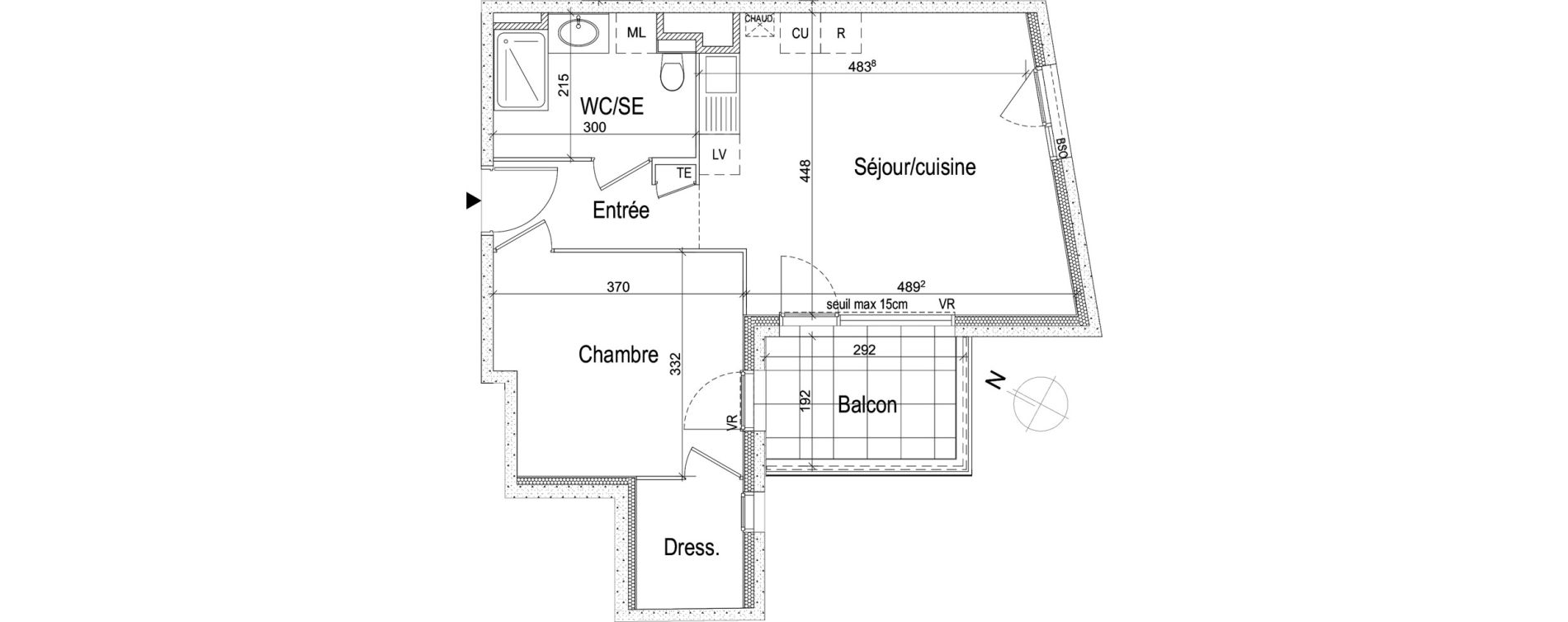 Appartement T2 de 46,70 m2 &agrave; Lyon Grand trou (8eme)