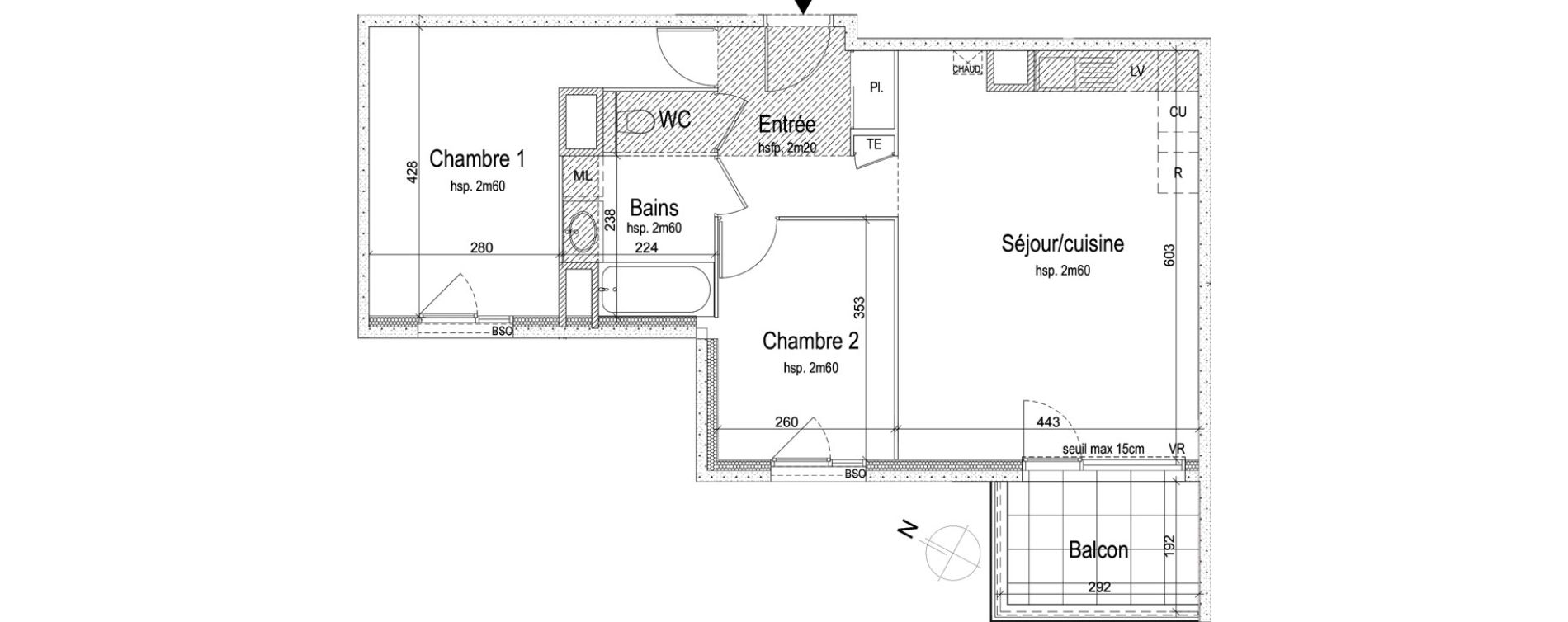 Appartement T3 de 62,52 m2 &agrave; Lyon Grand trou (8eme)