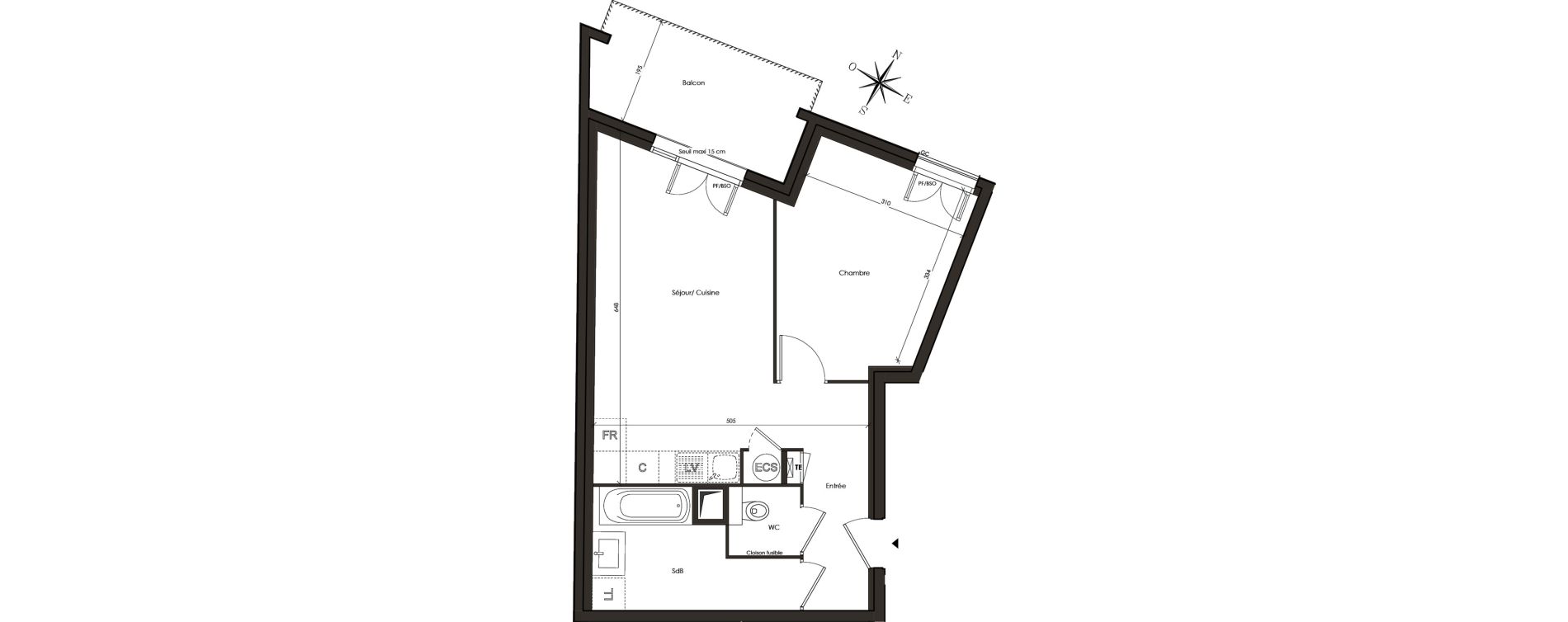 Appartement T2 de 44,47 m2 &agrave; Lyon Vaise (9eme)