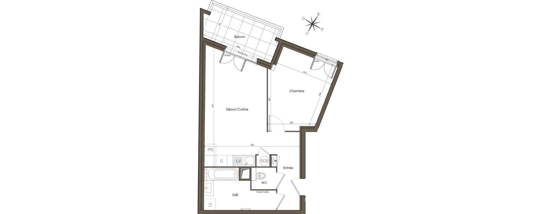 Appartement T2 de 45,24 m2 &agrave; Lyon Vaise (9eme)