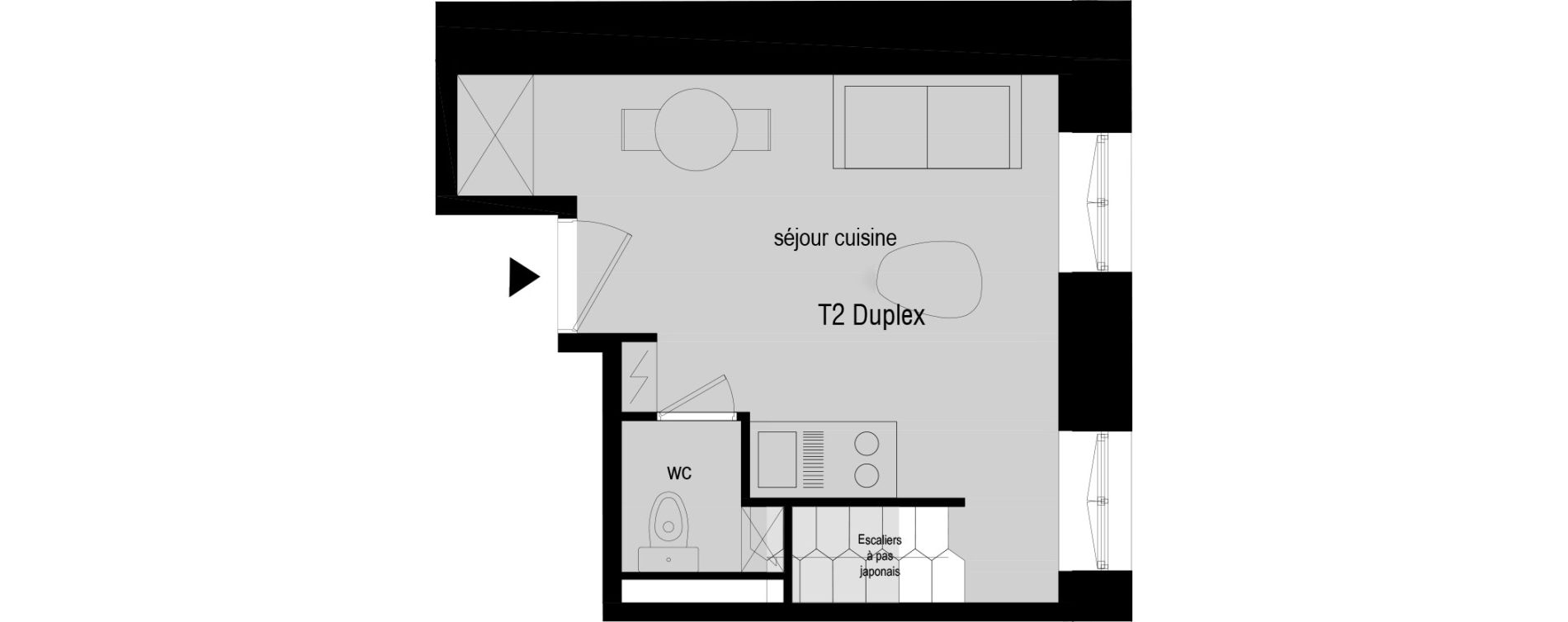 Duplex T2 de 30,25 m2 &agrave; Lyon Villette - maisons neuves (3eme)