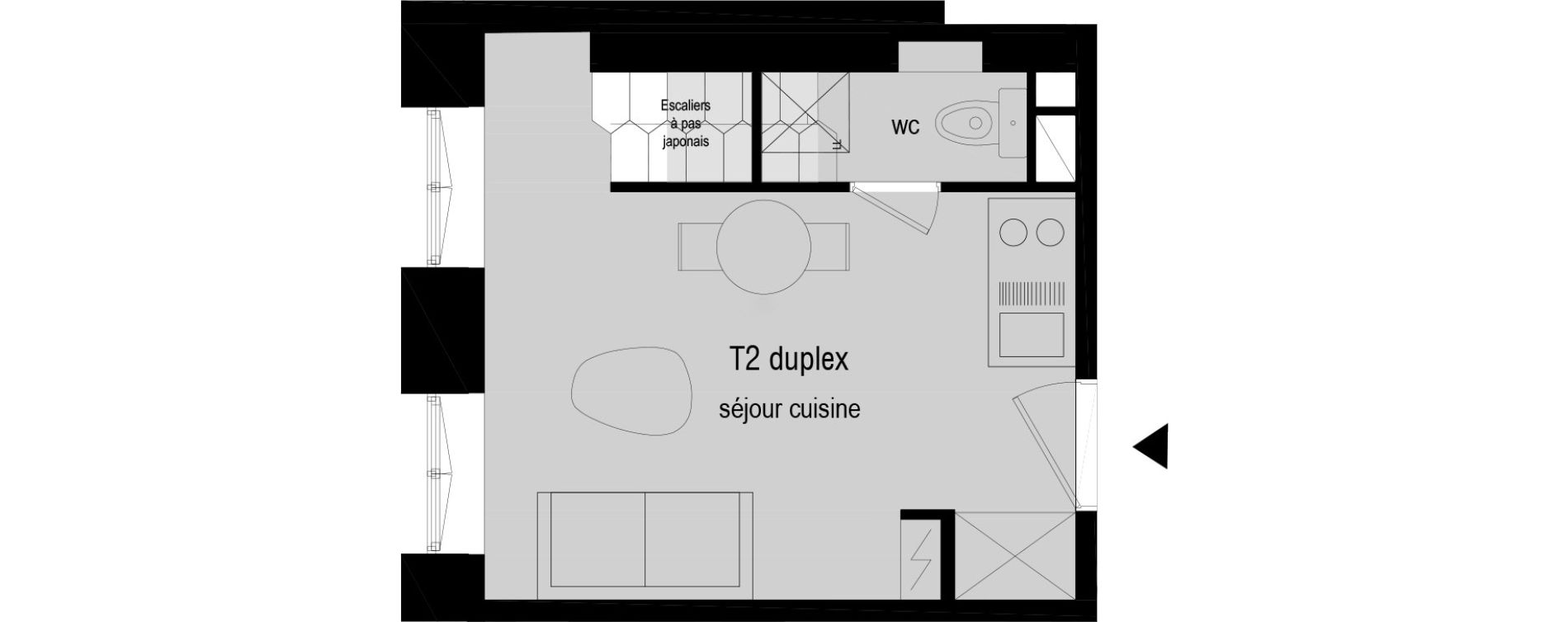 Duplex T2 de 29,38 m2 &agrave; Lyon Villette - maisons neuves (3eme)