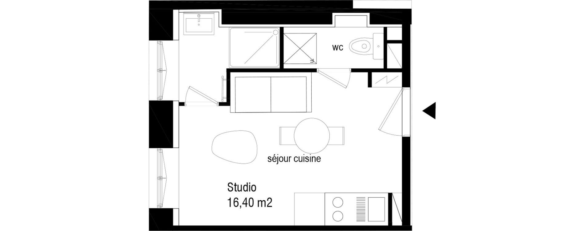 Studio de 16,40 m2 &agrave; Lyon Villette - maisons neuves (3eme)