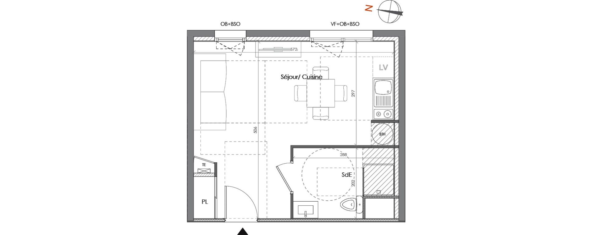 Appartement T1 de 28,31 m2 &agrave; Lyon La garde (5eme)