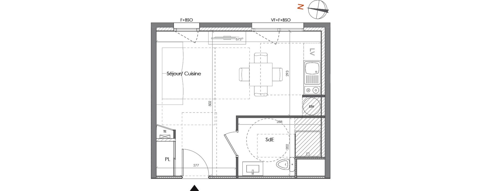 Appartement T1 de 28,05 m2 &agrave; Lyon La garde (5eme)