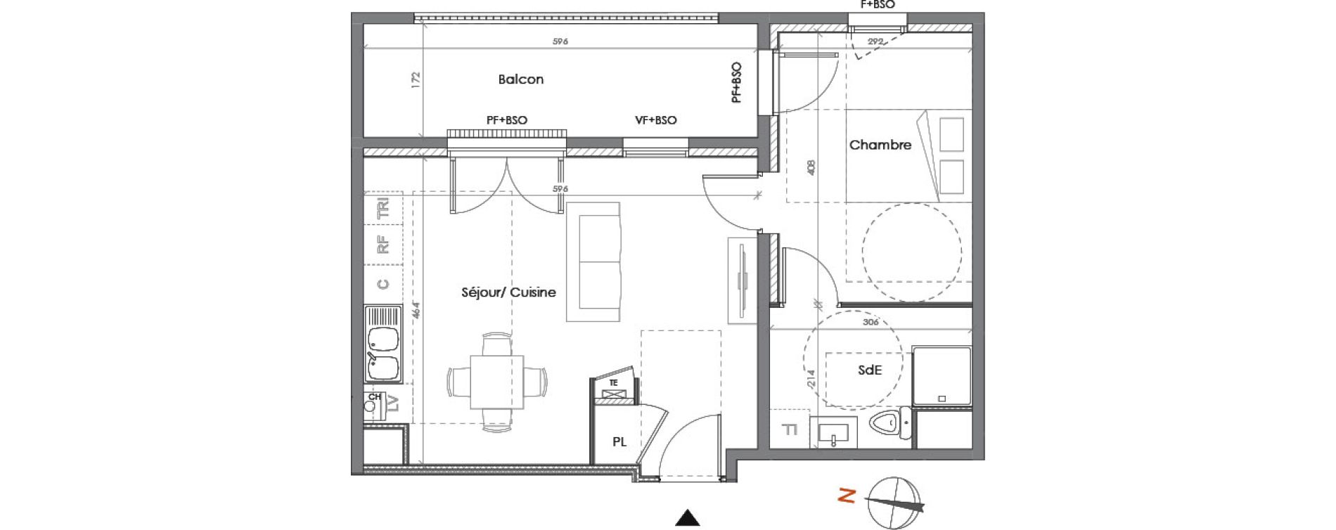 Appartement T2 de 45,76 m2 &agrave; Lyon La garde (5eme)