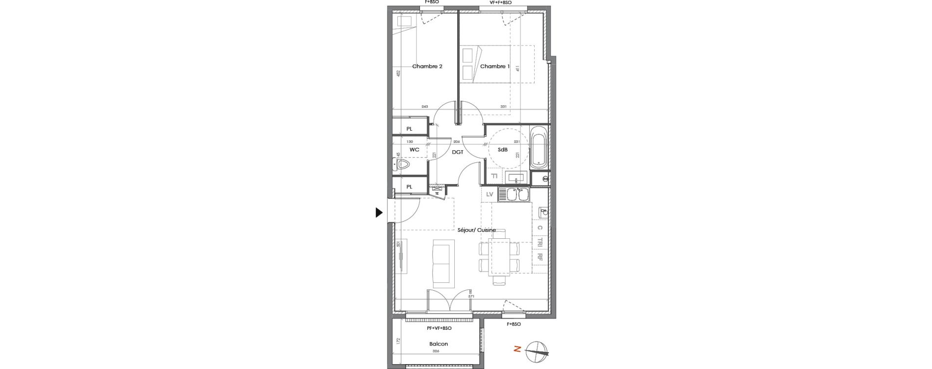 Appartement T3 de 63,04 m2 &agrave; Lyon La garde (5eme)