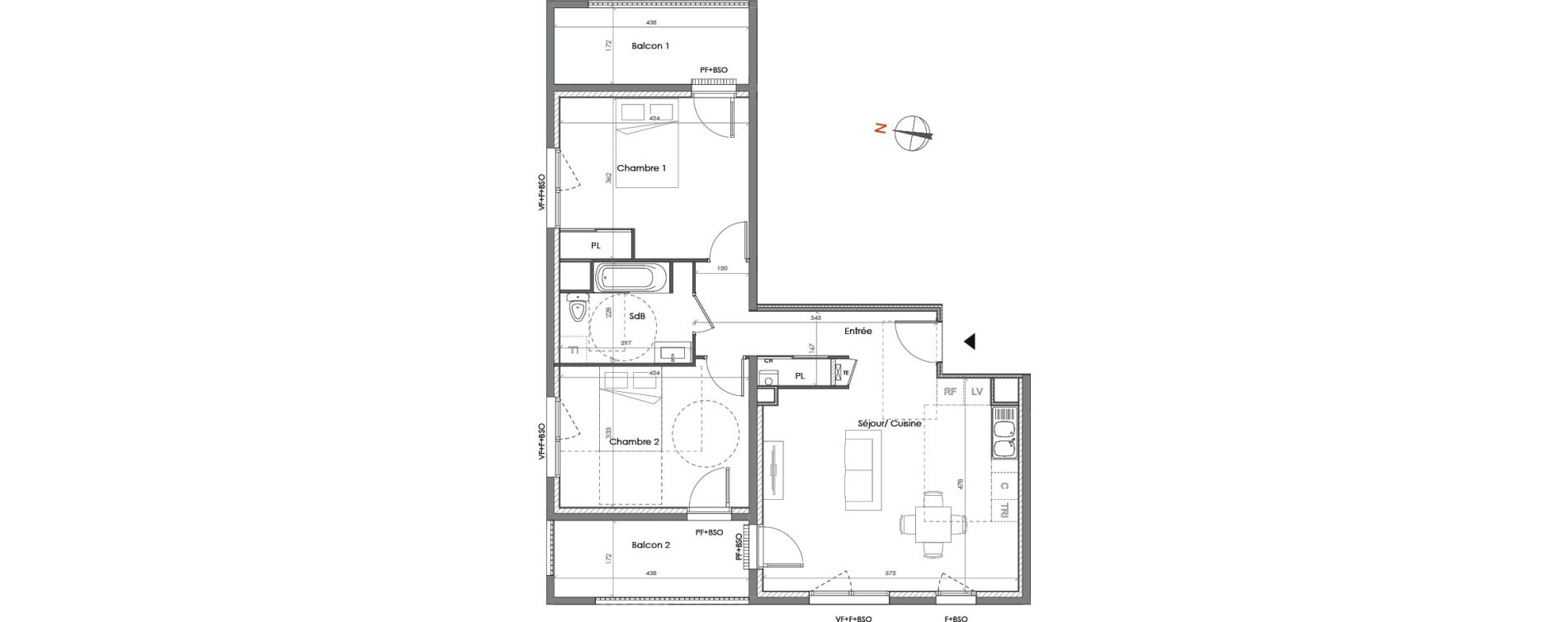 Appartement T3 de 70,22 m2 &agrave; Lyon La garde (5eme)