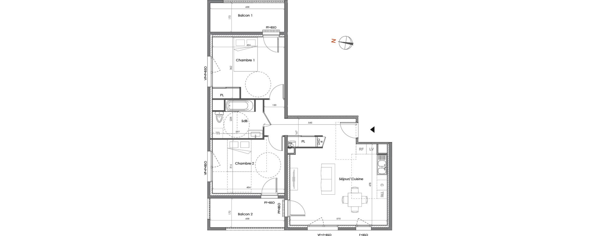 Appartement T3 de 70,22 m2 &agrave; Lyon La garde (5eme)