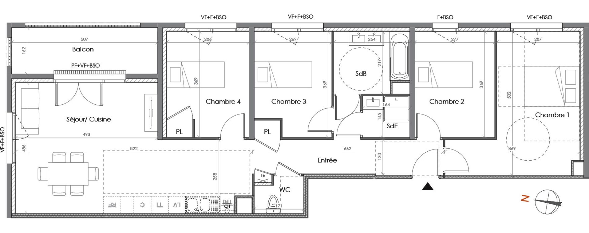 Appartement T5 de 98,91 m2 &agrave; Lyon La garde (5eme)