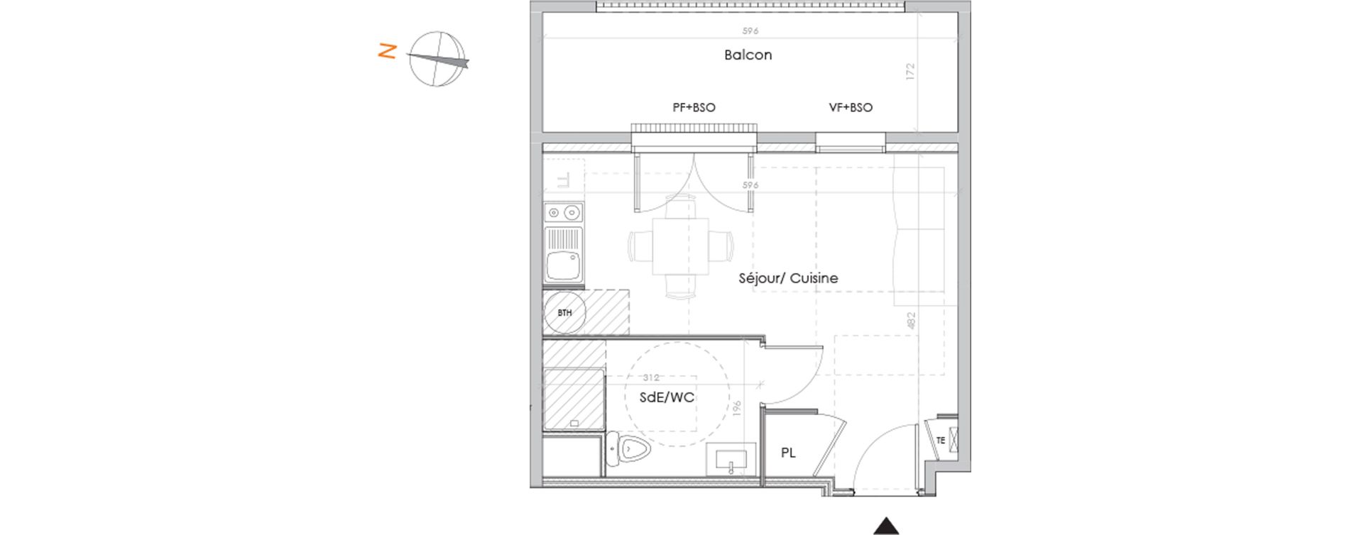 Appartement T1 de 27,12 m2 &agrave; Lyon La garde (5eme)