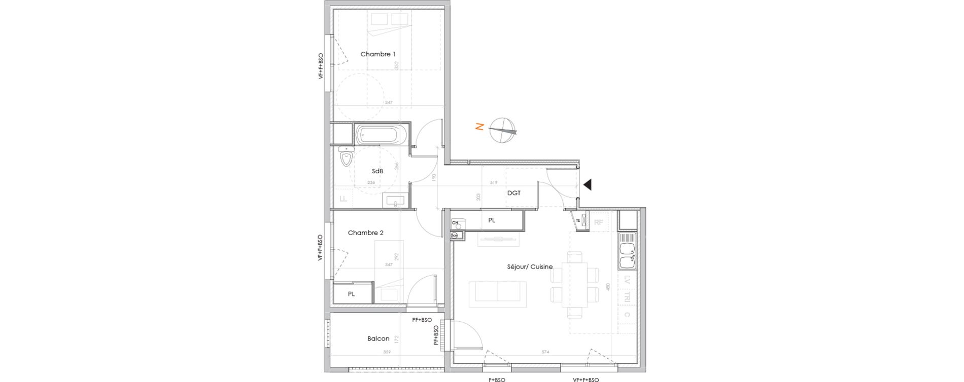 Appartement T3 de 64,31 m2 &agrave; Lyon La garde (5eme)