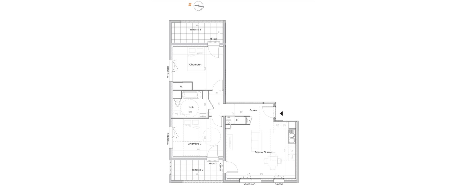Appartement T3 de 69,80 m2 &agrave; Lyon La garde (5eme)