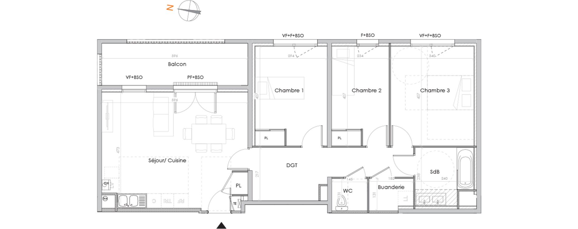 Appartement T4 de 82,84 m2 &agrave; Lyon La garde (5eme)