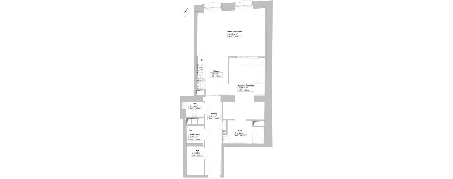 Appartement T2 de 51,53 m2 &agrave; Lyon Griffon - royale (1er)