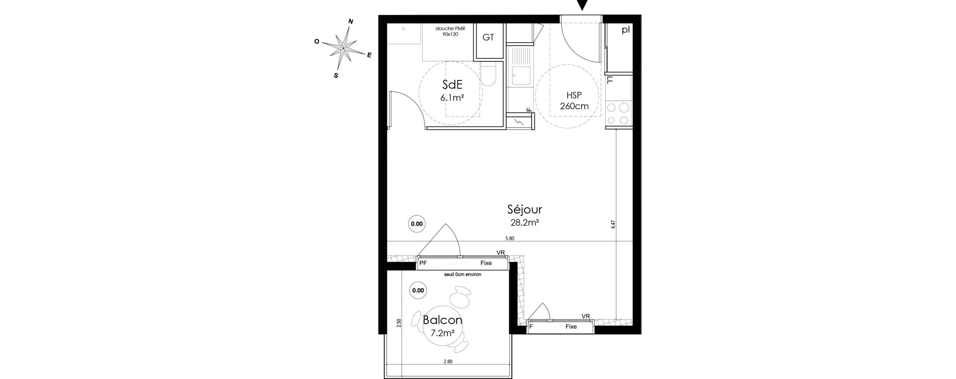 Appartement T1 de 34,30 m2 &agrave; Lyon Montchat (3&egrave;me)