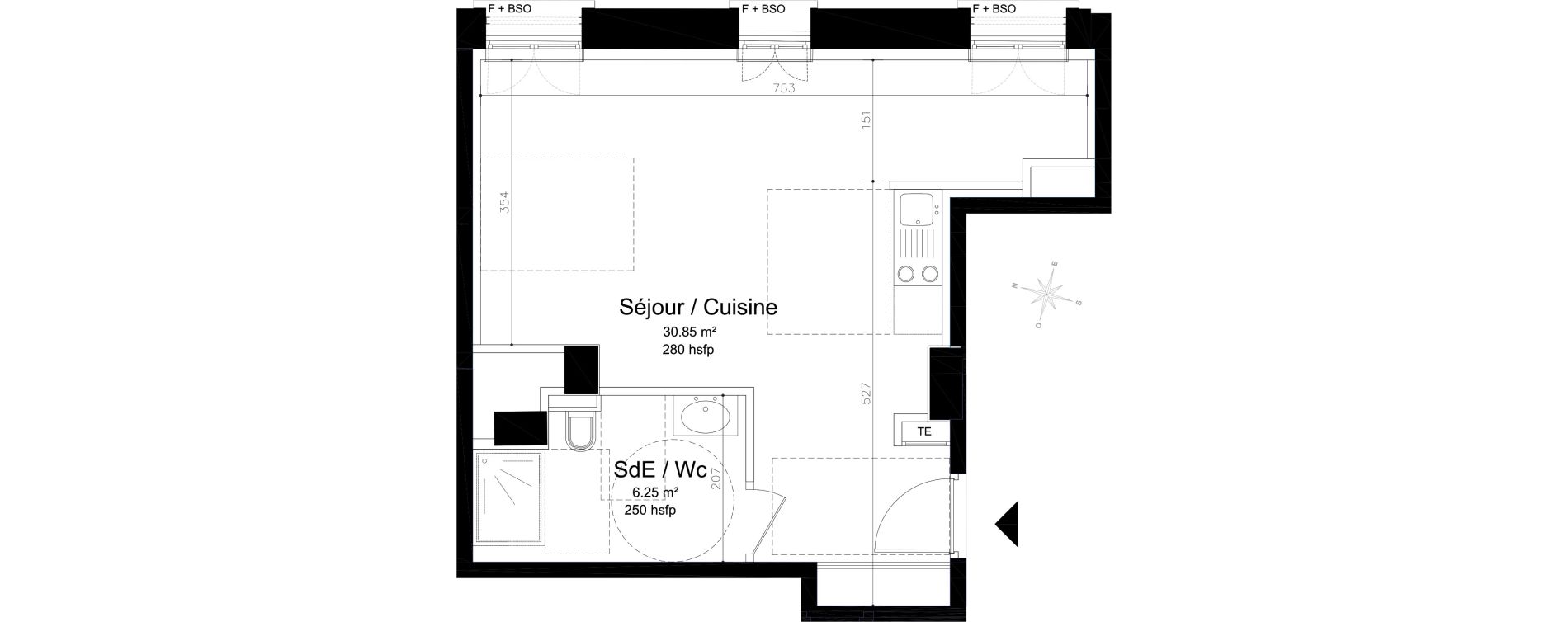 Appartement T1 de 37,10 m2 &agrave; Lyon Montchat (3&egrave;me)