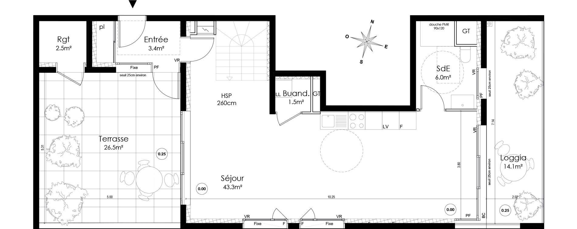 Duplex T4 de 103,50 m2 &agrave; Lyon Montchat (3&egrave;me)