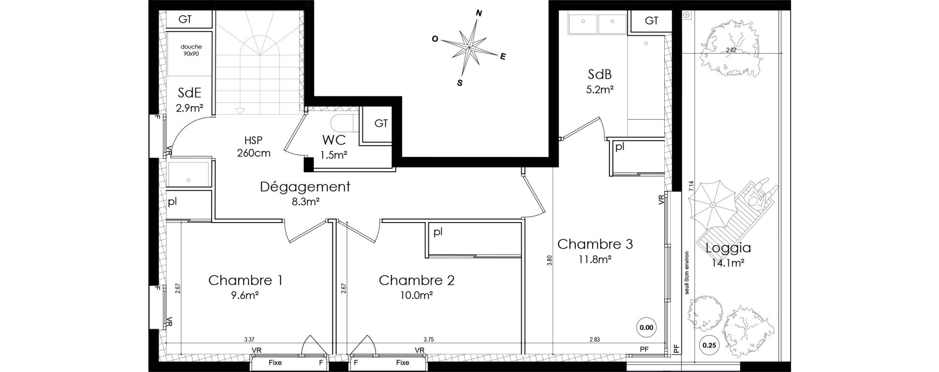 Duplex T4 de 103,50 m2 &agrave; Lyon Montchat (3&egrave;me)