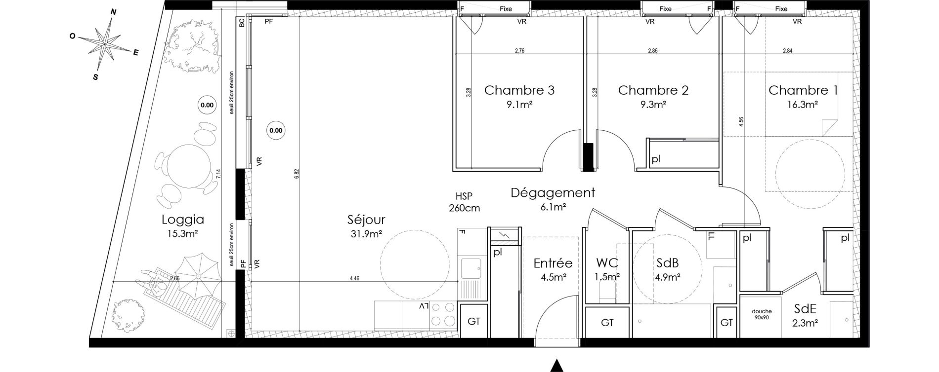 Appartement T4 de 85,90 m2 &agrave; Lyon Montchat (3&egrave;me)