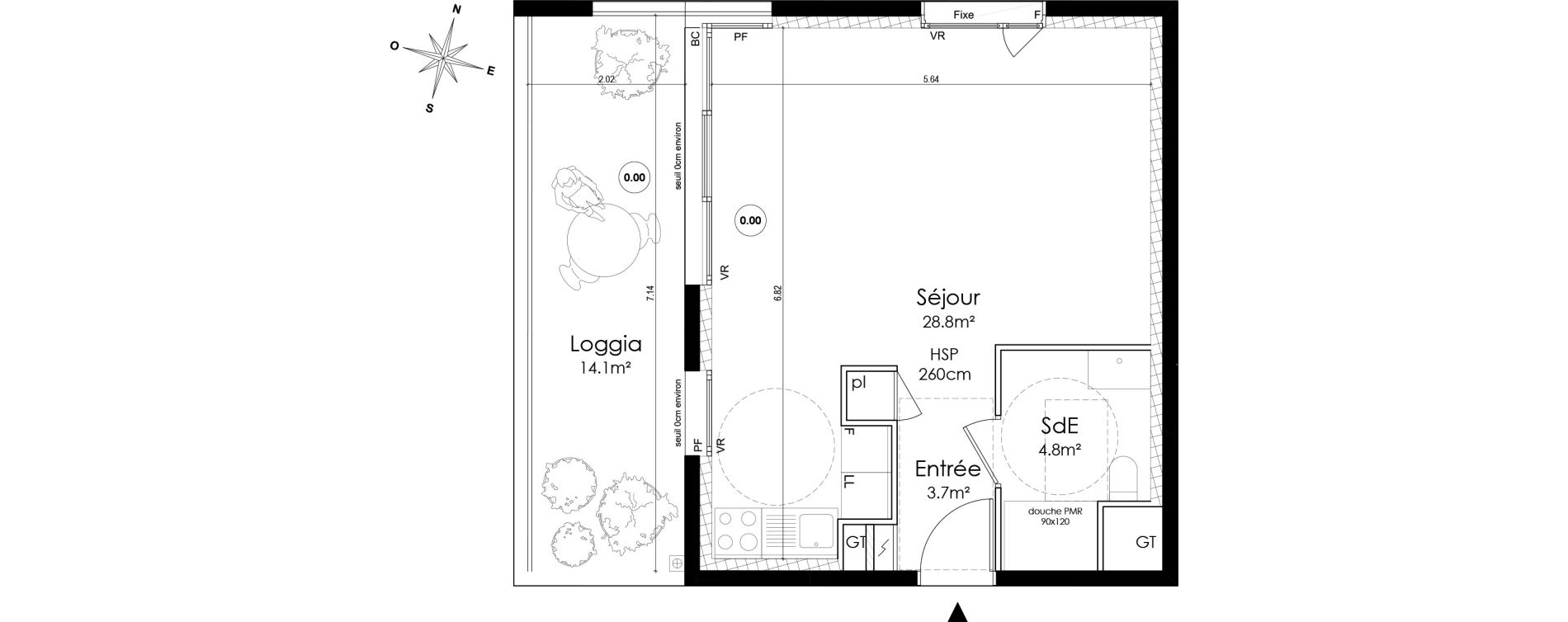 Appartement T1 de 37,30 m2 &agrave; Lyon Montchat (3&egrave;me)