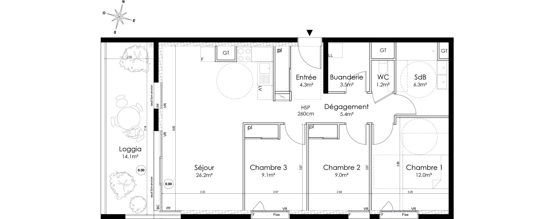 Appartement T4 de 77,00 m2 &agrave; Lyon Montchat (3&egrave;me)