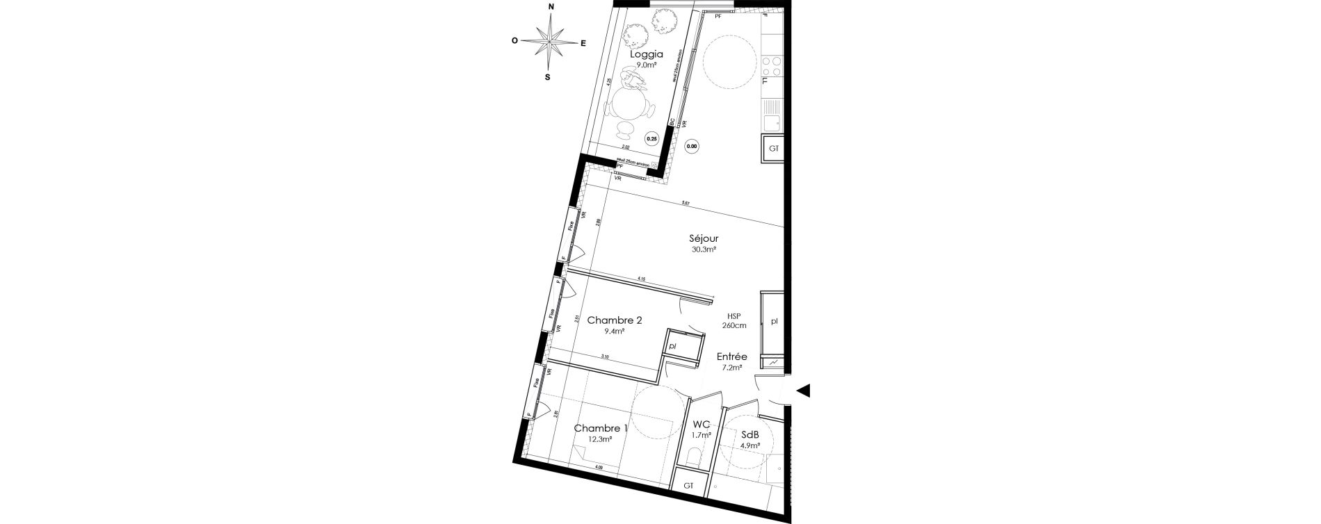 Appartement T3 de 65,80 m2 &agrave; Lyon Montchat (3&egrave;me)