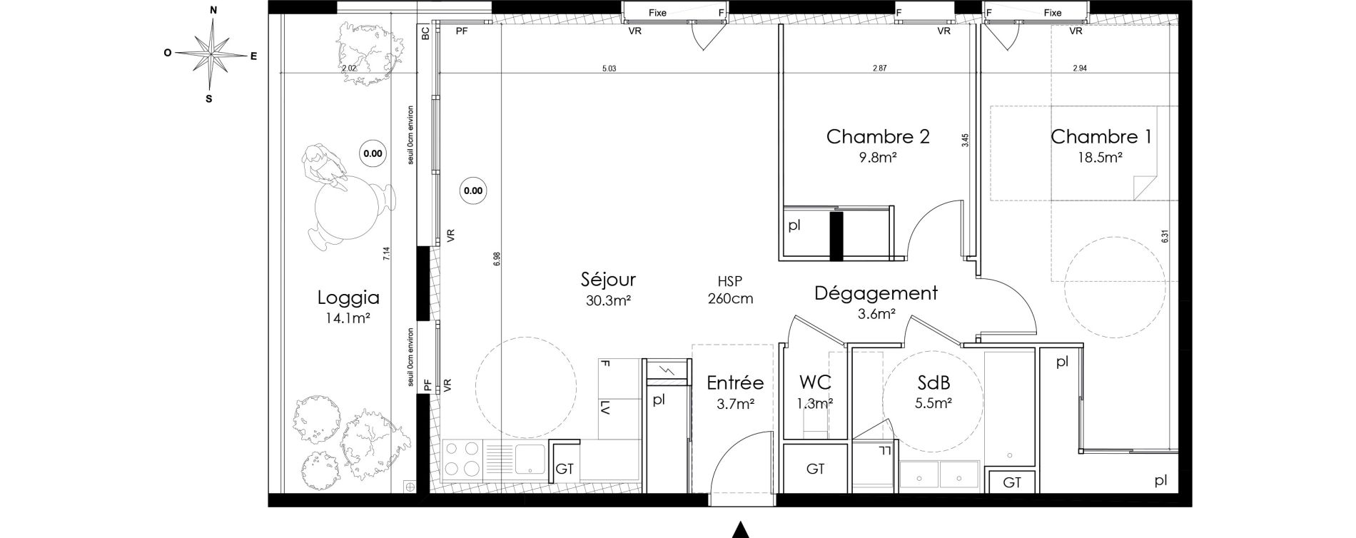 Appartement T3 de 72,70 m2 &agrave; Lyon Montchat (3&egrave;me)