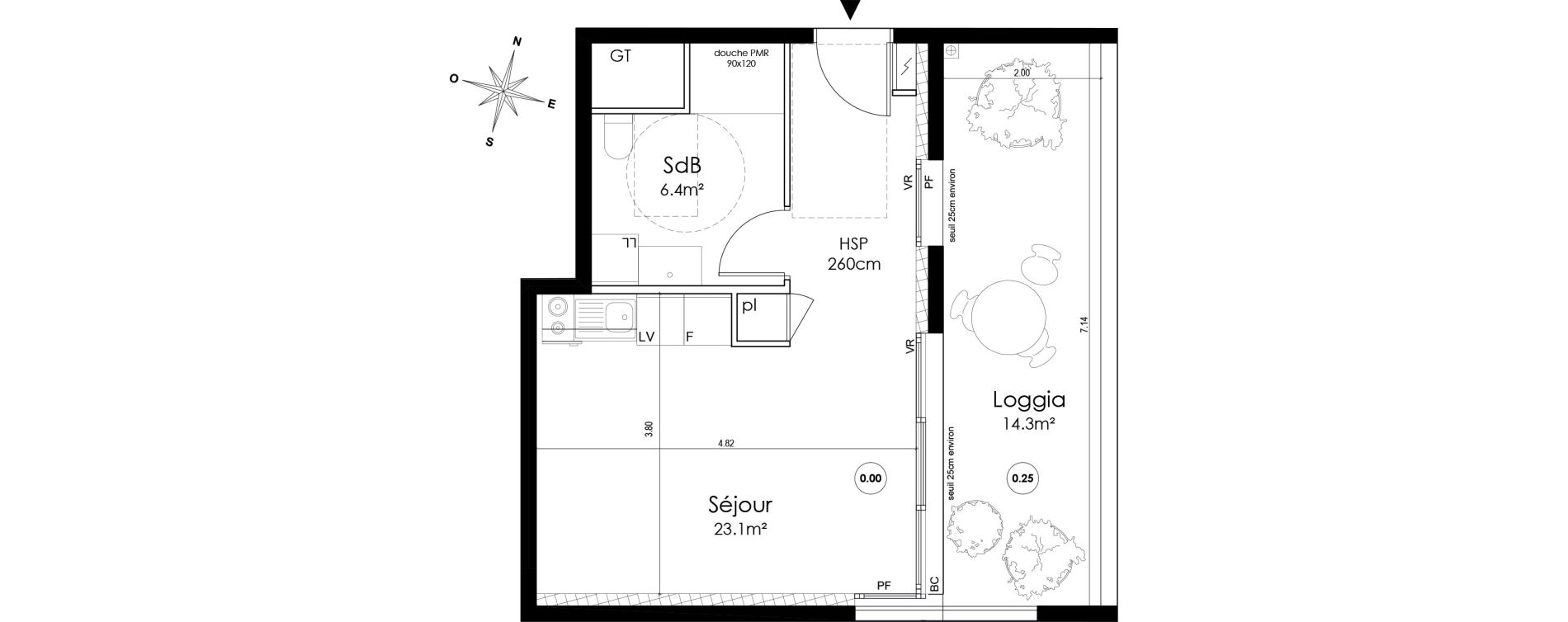 Appartement T1 de 29,50 m2 &agrave; Lyon Montchat (3&egrave;me)