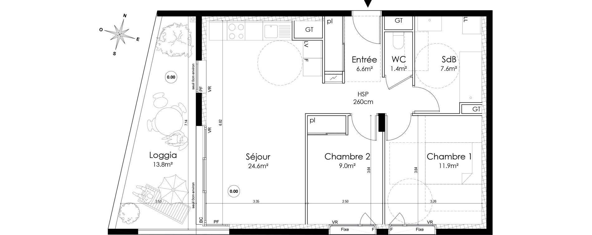 Appartement T3 de 61,10 m2 &agrave; Lyon Montchat (3&egrave;me)