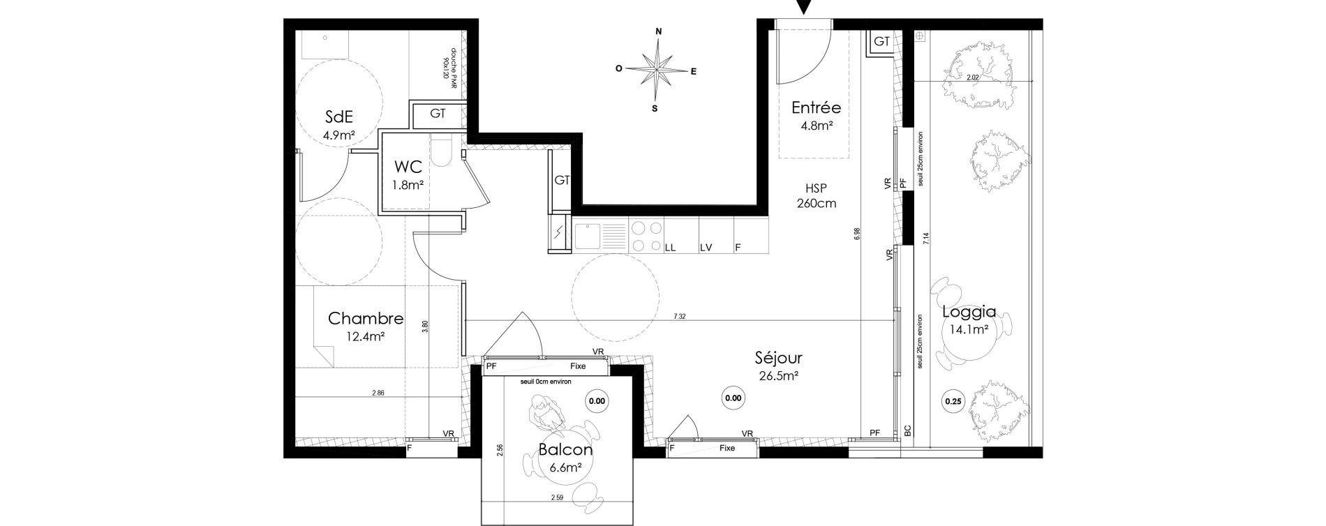 Appartement T2 de 50,40 m2 &agrave; Lyon Montchat (3&egrave;me)