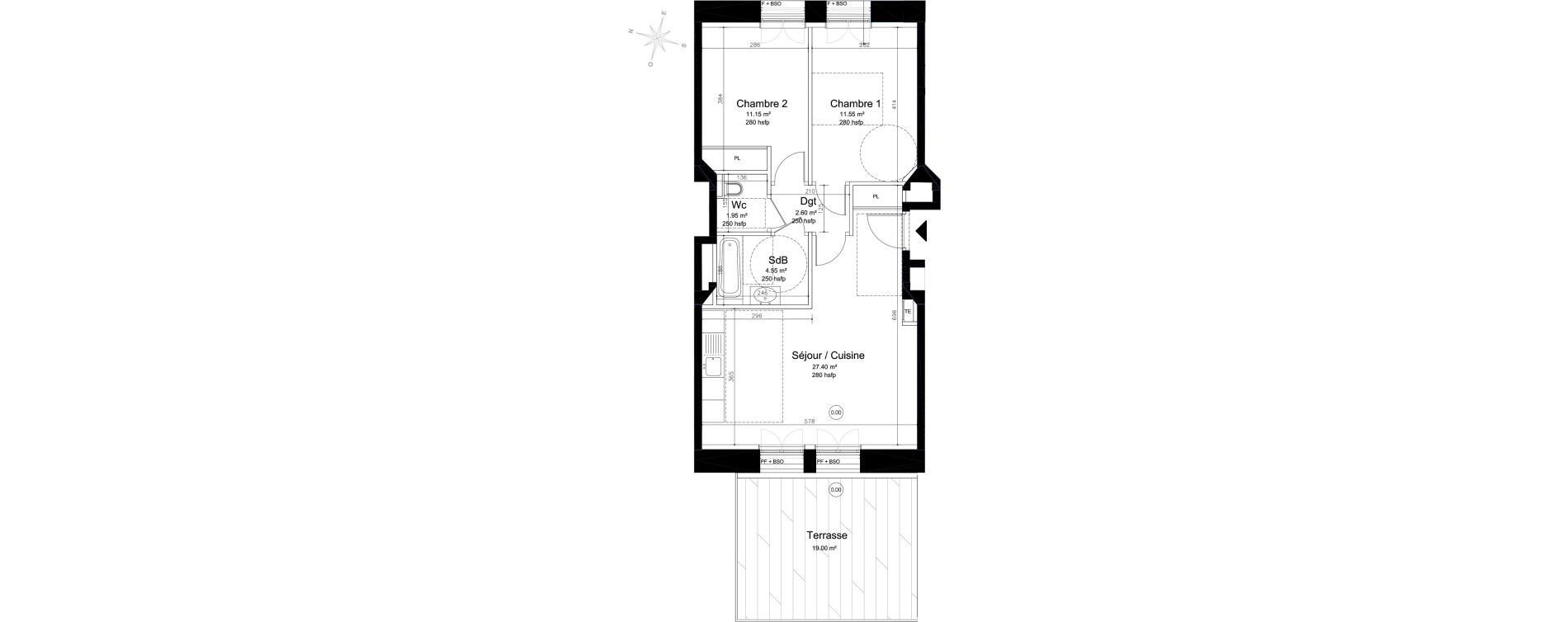 Appartement T3 de 59,20 m2 &agrave; Lyon Montchat (3&egrave;me)