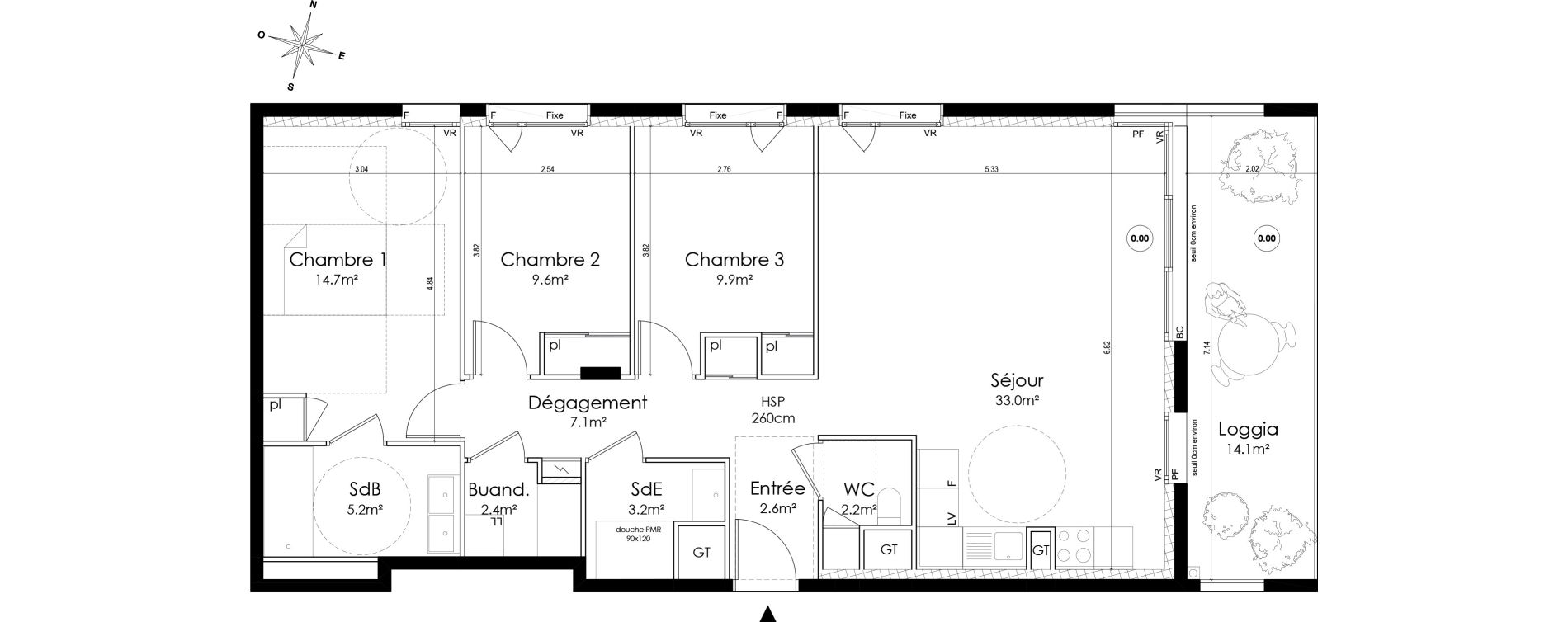Appartement T4 de 89,90 m2 &agrave; Lyon Montchat (3&egrave;me)