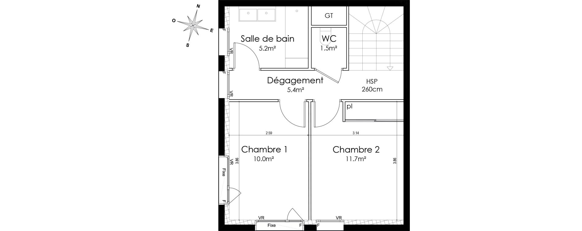 Duplex T3 de 82,10 m2 &agrave; Lyon Montchat (3&egrave;me)
