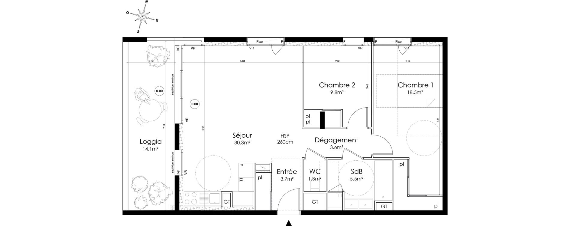 Appartement T3 de 72,70 m2 &agrave; Lyon Montchat (3&egrave;me)