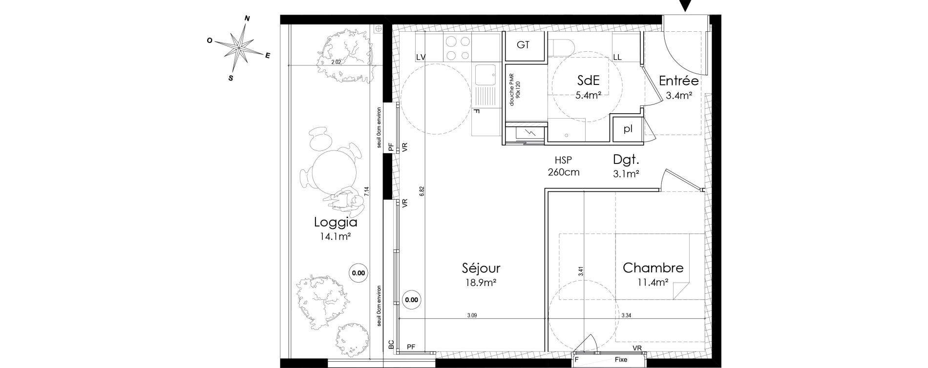 Appartement T2 de 42,20 m2 &agrave; Lyon Montchat (3&egrave;me)