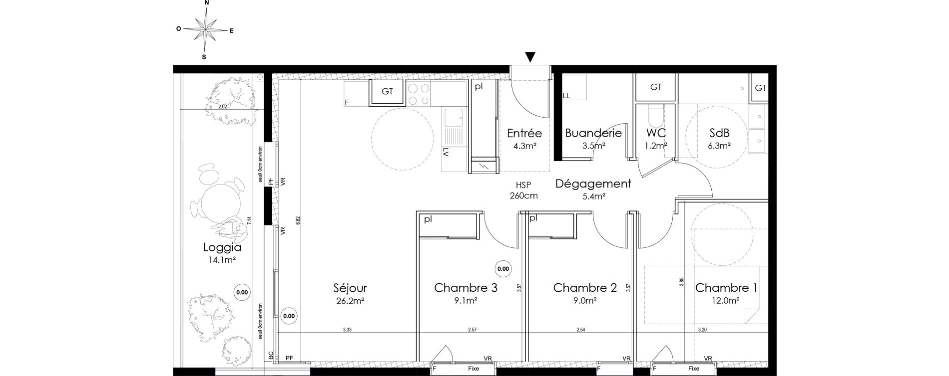 Appartement T4 de 77,00 m2 &agrave; Lyon Montchat (3&egrave;me)