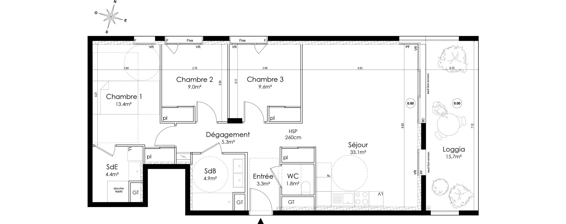 Appartement T4 de 84,70 m2 &agrave; Lyon Montchat (3&egrave;me)