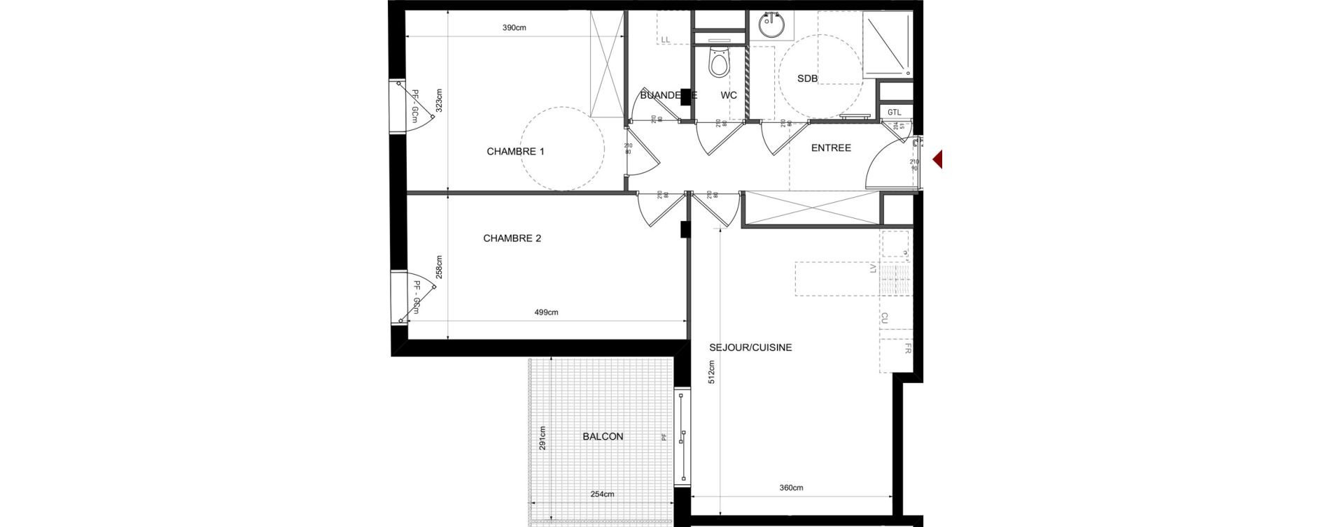 Appartement T3 de 61,56 m2 &agrave; Lyon Bellecombe - thiers (6eme)