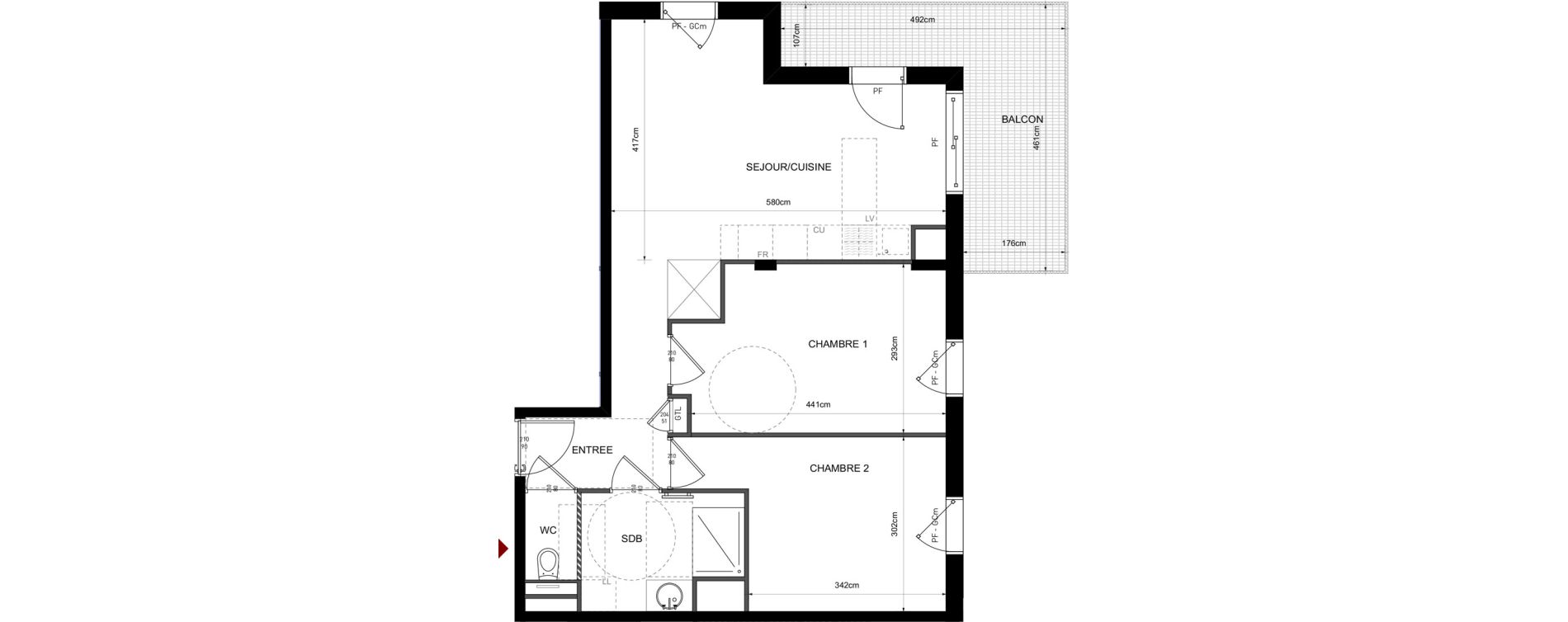Appartement T3 de 57,71 m2 &agrave; Lyon Bellecombe - thiers (6eme)