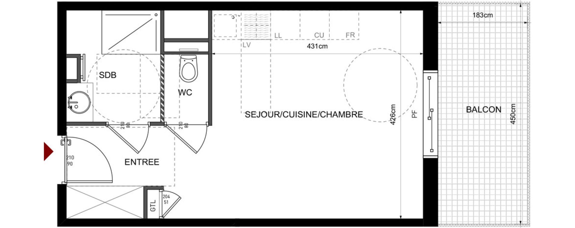 Appartement T1 de 29,53 m2 &agrave; Lyon Bellecombe - thiers (6eme)