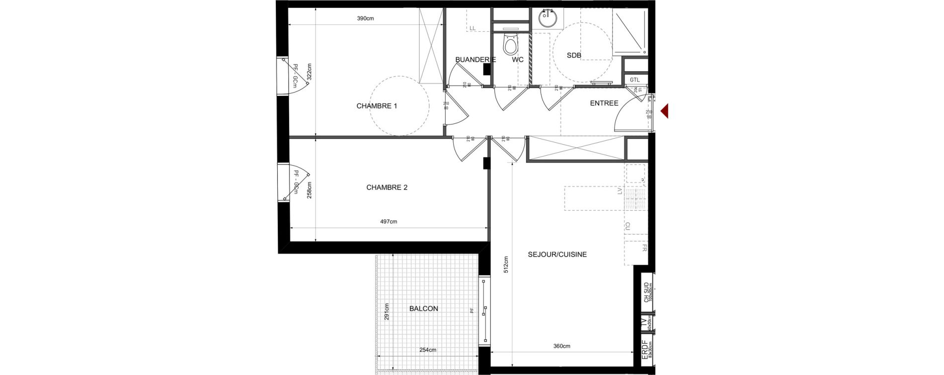 Appartement T3 de 61,57 m2 &agrave; Lyon Bellecombe - thiers (6eme)