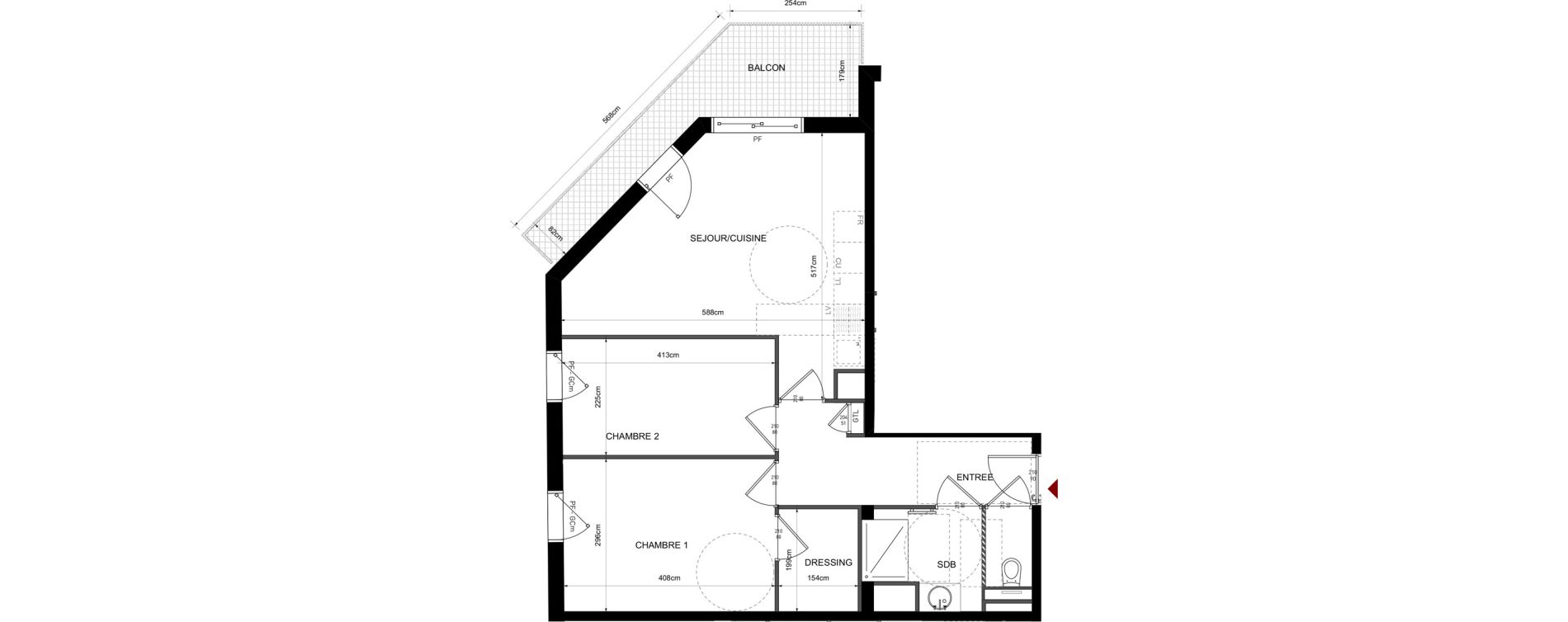 Appartement T3 de 57,74 m2 &agrave; Lyon Bellecombe - thiers (6eme)