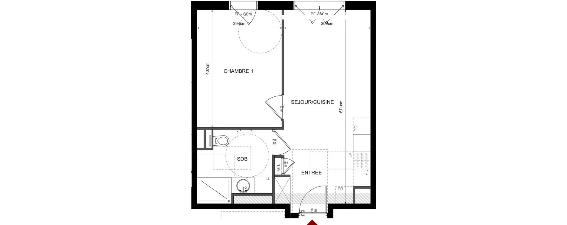Appartement T2 de 38,78 m2 &agrave; Lyon Bellecombe - thiers (6eme)