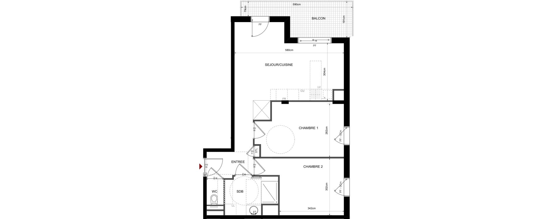 Appartement T3 de 57,83 m2 &agrave; Lyon Bellecombe - thiers (6eme)