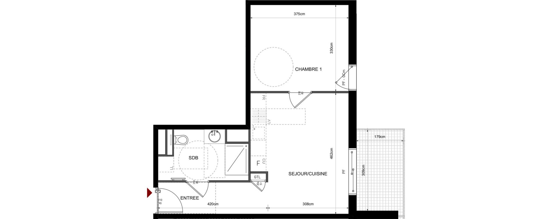 Appartement T2 de 39,73 m2 &agrave; Lyon Bellecombe - thiers (6eme)
