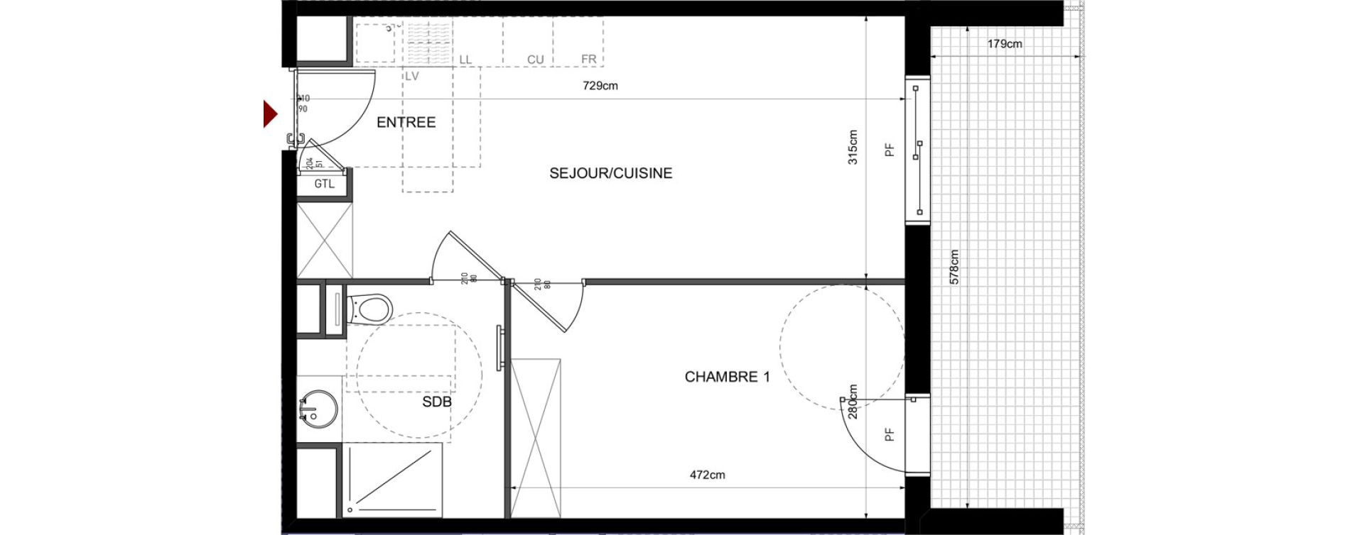 Appartement T2 de 41,73 m2 &agrave; Lyon Bellecombe - thiers (6eme)