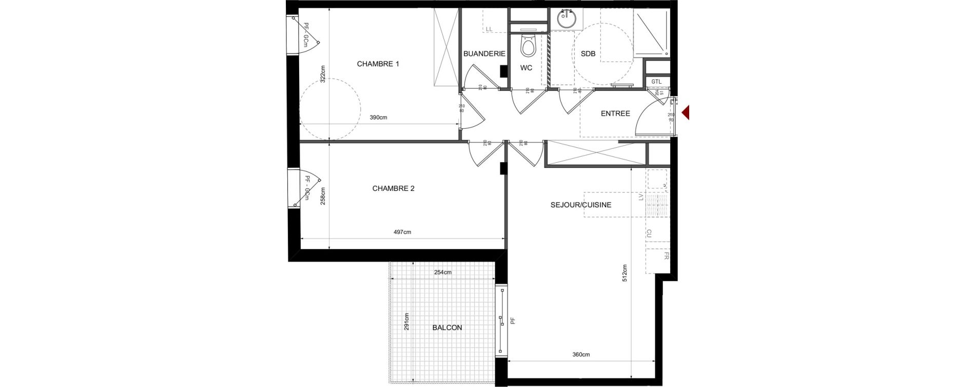 Appartement T3 de 61,58 m2 &agrave; Lyon Bellecombe - thiers (6eme)