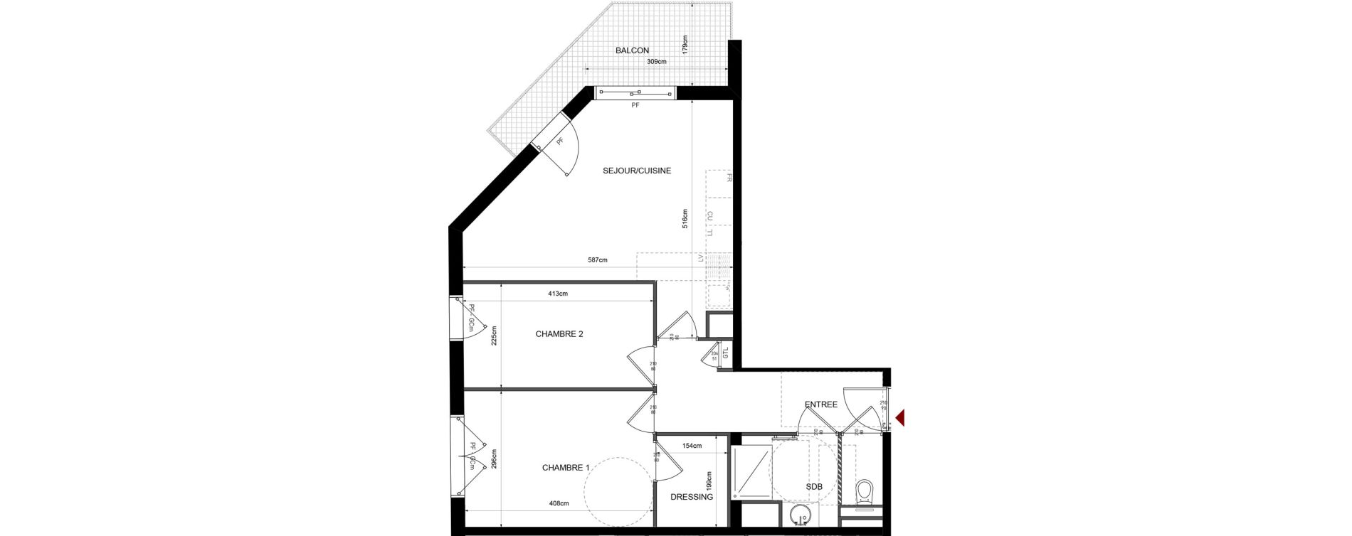 Appartement T3 de 57,59 m2 &agrave; Lyon Bellecombe - thiers (6eme)