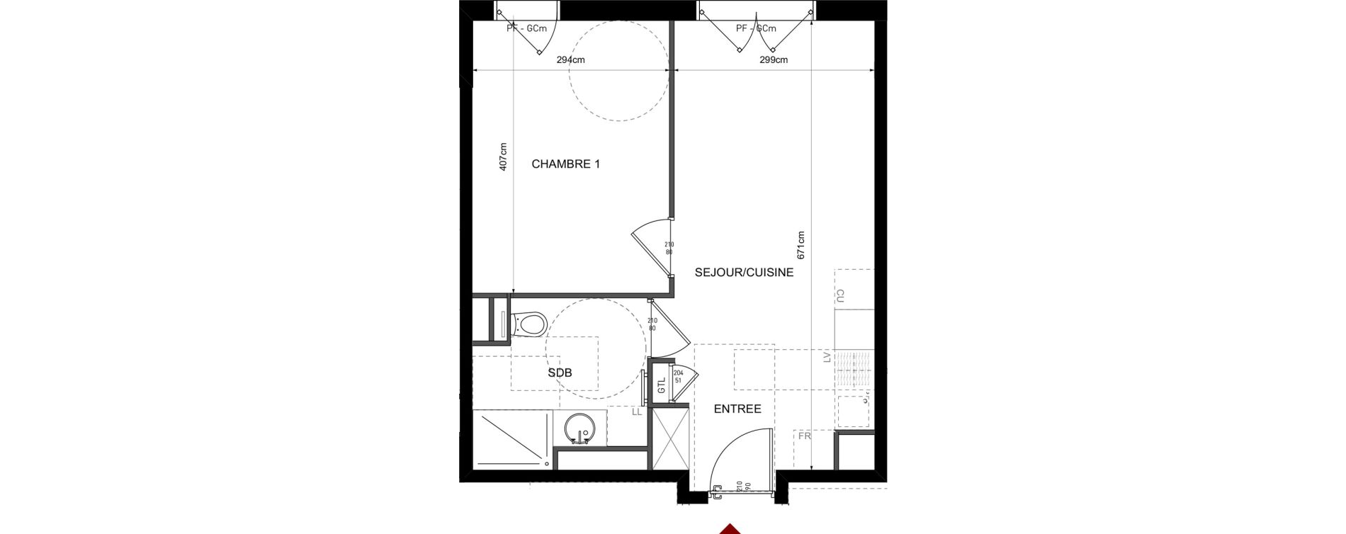 Appartement T2 de 39,21 m2 &agrave; Lyon Bellecombe - thiers (6eme)